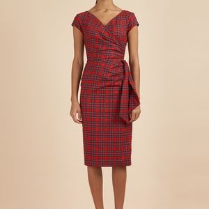 New Red Tartan Pencil Dress Pretty Dress Company